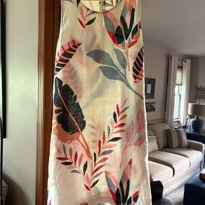 Floral Sleeveless Dress - 100% Linen
